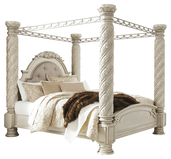 Cassimore B750B5 Silver King Poster Bed with Canopy Todd's Affordable