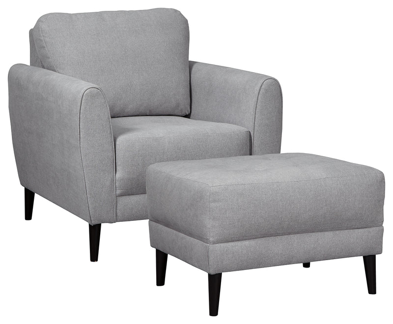 Cardello 32401 Pewter Chair and Ottoman