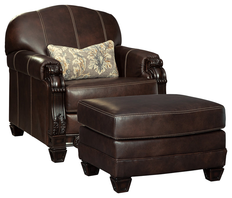 Embrook 32501 Chocolate Chair and Ottoman