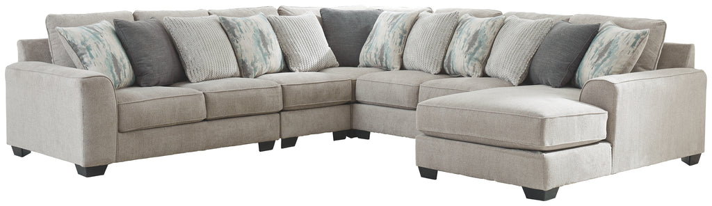 Ardsley 39504S16 Pewter 5-Piece Sectional with Chaise