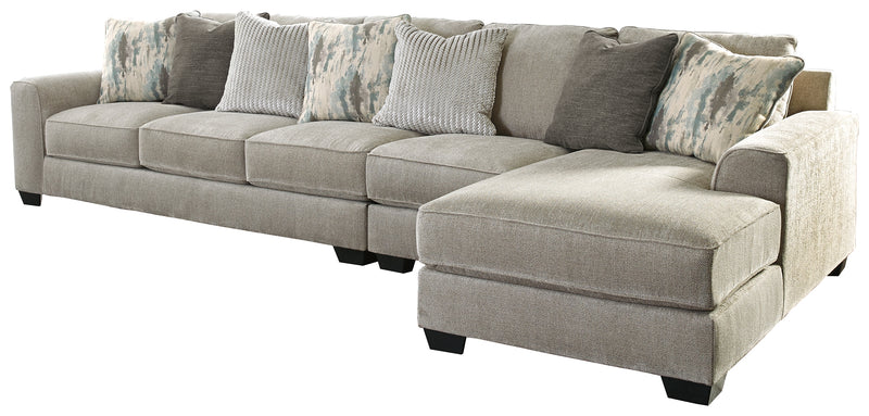 Ardsley 39504S6 Pewter 3-Piece Sectional with Chaise