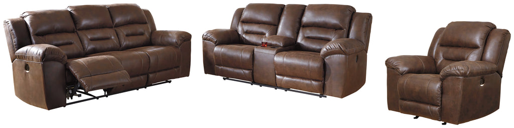 Stoneland 39904 Chocolate Power Reclining 3-Piece Living Room Set