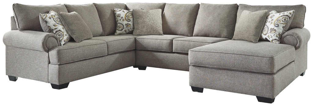 Renchen 41404S3 Pewter 3-Piece Sectional with Chaise
