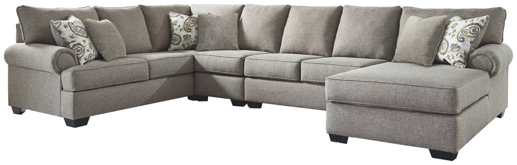 Renchen 41404S4 Pewter 4-Piece Sectional with Chaise