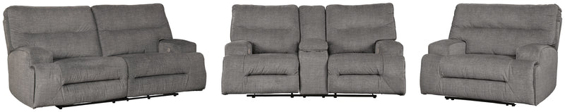 Coombs 45302 Charcoal Power Reclining 3-Piece Living Room Set