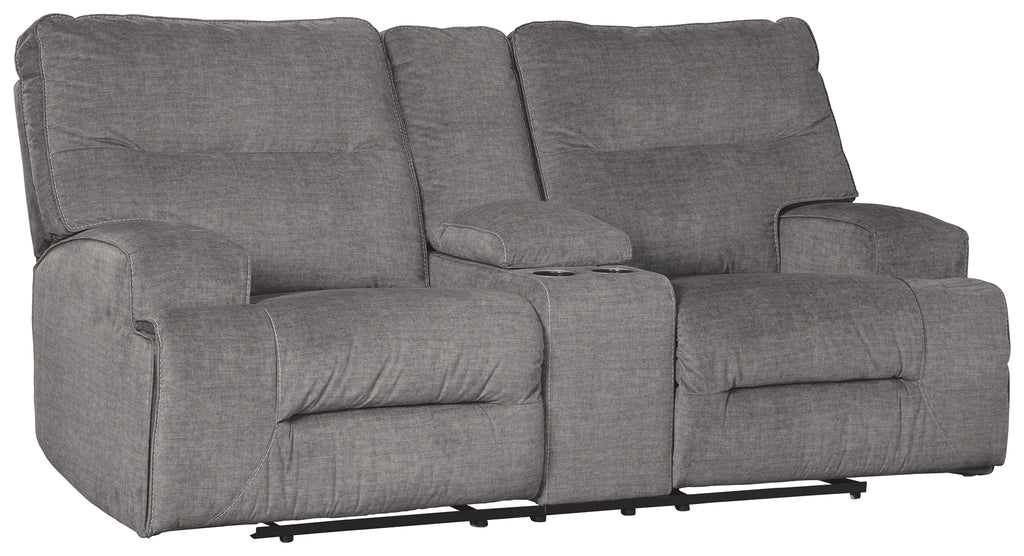 Coombs 4530294 Charcoal DBL Rec Loveseat wConsole