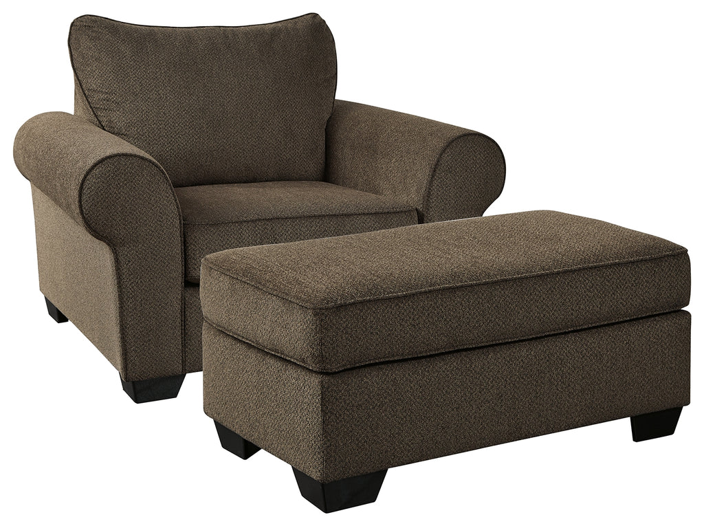 Nesso 49102 Walnut Chair and Ottoman