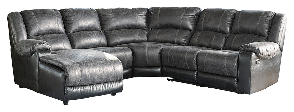Nantahala 50302S1 Coffee 5-Piece Reclining Sectional with Chaise