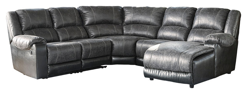 Nantahala 50301S3 Slate 5-Piece Reclining Sectional with Chaise