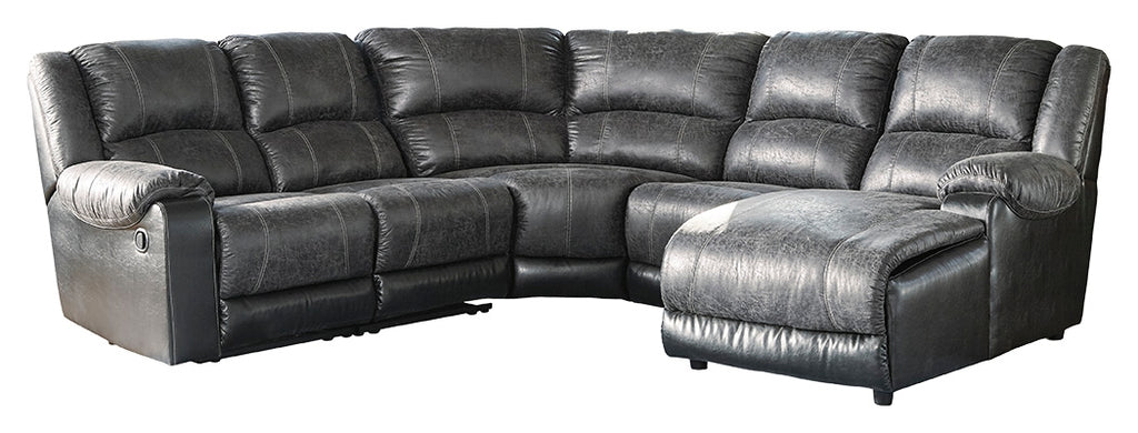 Nantahala 50302S3 Coffee 5-Piece Reclining Sectional with Chaise