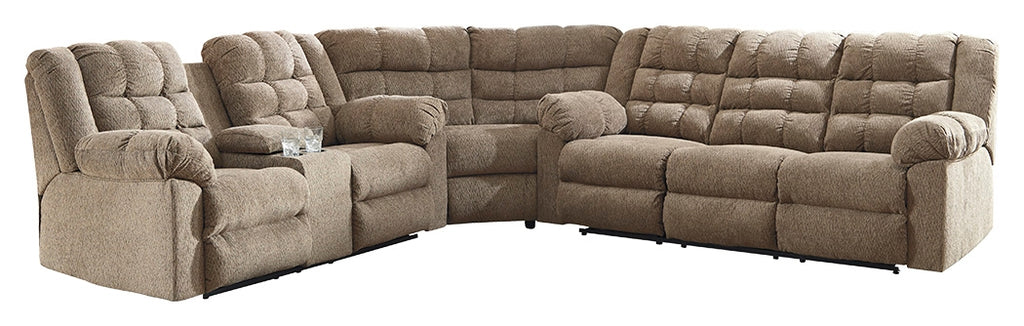Workhorse 58401S1 Cocoa 3-Piece Reclining Sectional