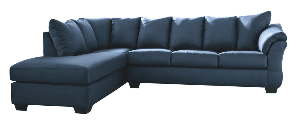 Darcy 75007S2 Blue 2-Piece Sectional with Chaise