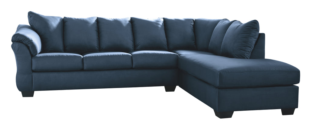 Darcy 75007S4 Blue 2-Piece Sectional with Chaise