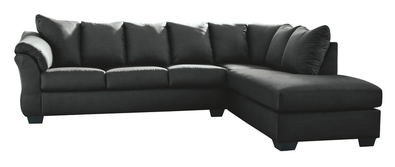 Darcy 75008S4 Black 2-Piece Sectional with Chaise