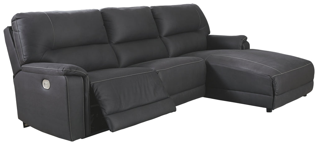 Henefer 78606S1 Midnight 3-Piece Power Reclining Sectional with Chaise