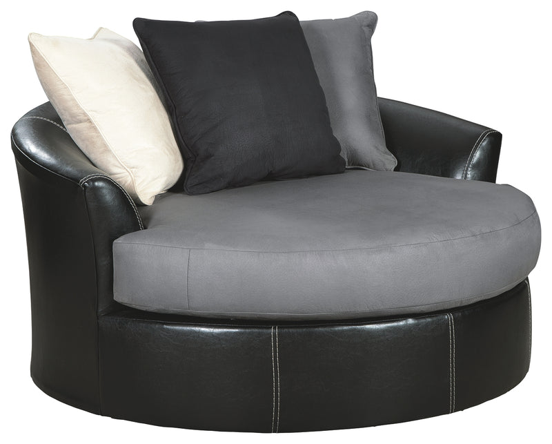 Jacurso 9980421 Charcoal Oversized Swivel Accent Chair