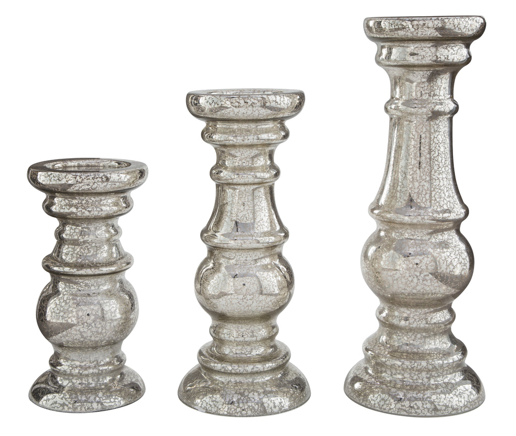 Rosario A2000249 Silver Finish Candle Holder Set 3CN