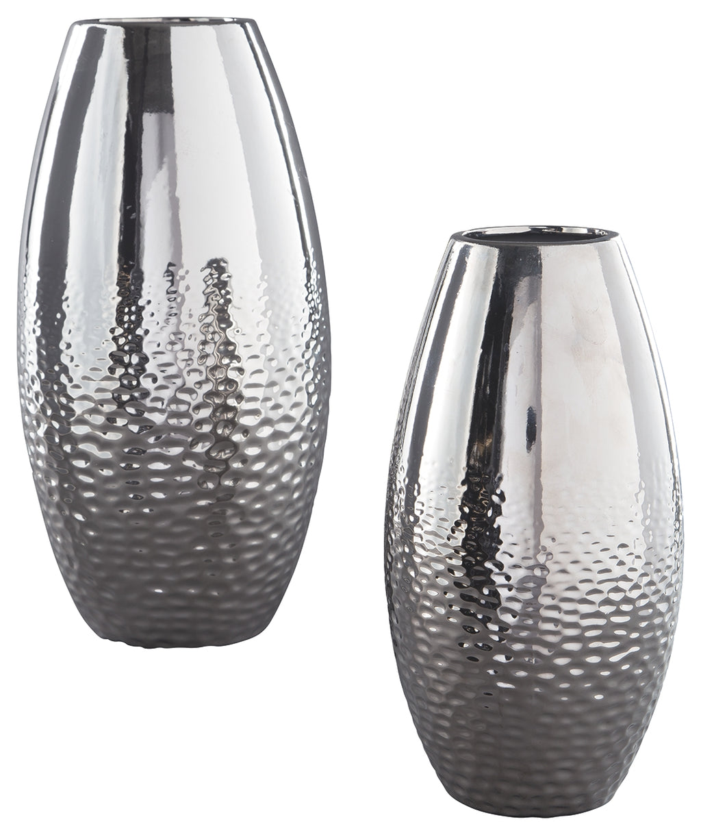 Dinesh A2000355 Silver Finish Vase Set 2CN