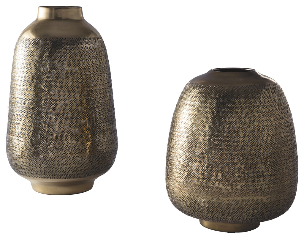 Miette A2000374 Antique Brass Finish Vase Set 2CN