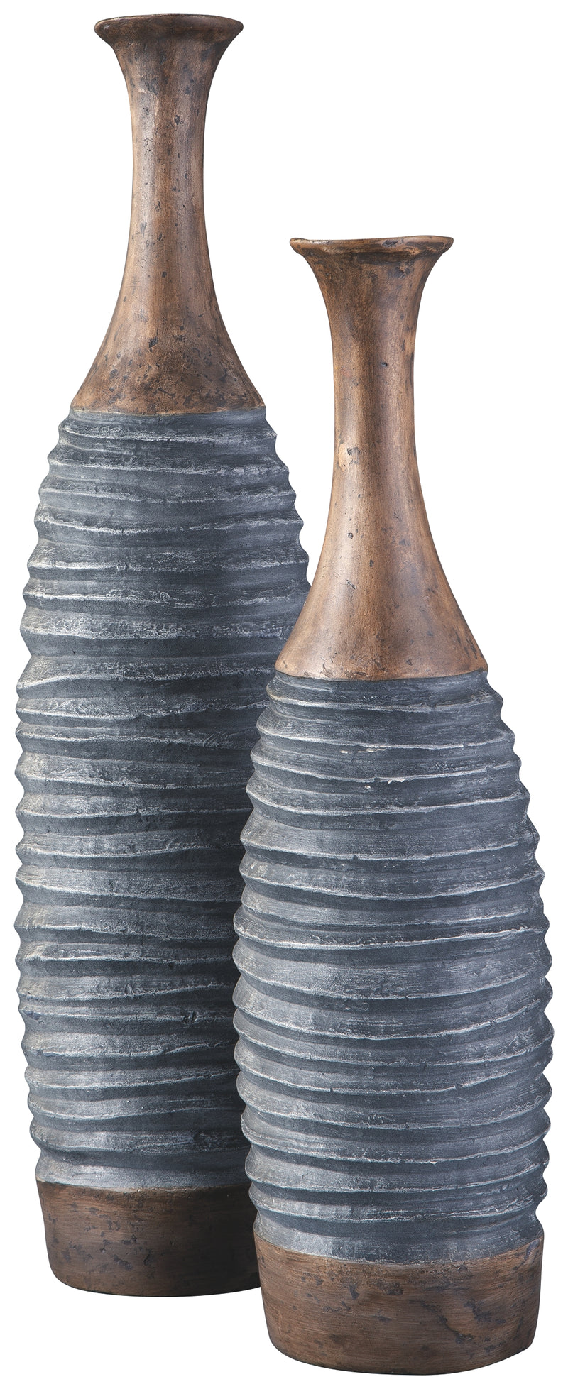 BLAYZE A2000388 Antique GrayBrown Vase Set 2CN