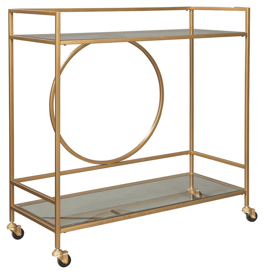 Jackford A4000165 Antique Gold Finish Bar Cart