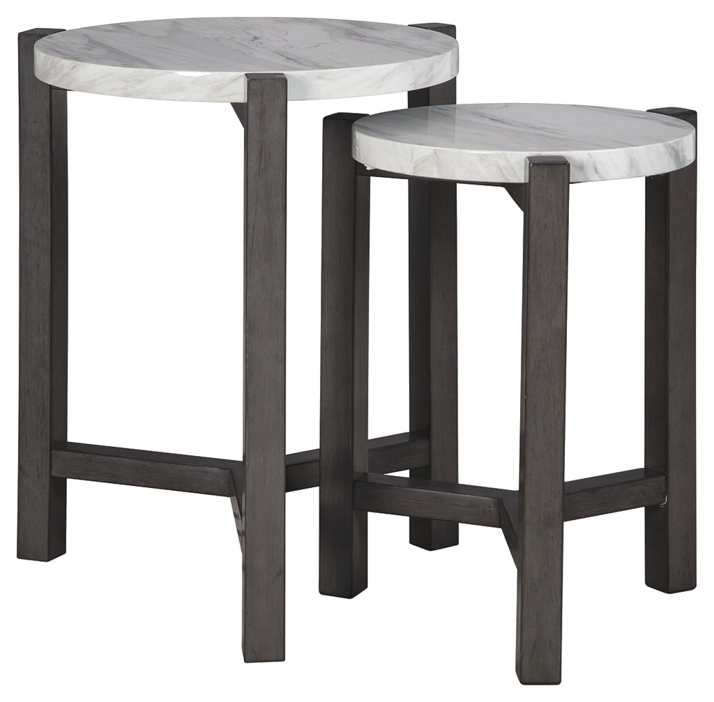 Crossport A4000232 GrayWhiteBrown Accent Table Set 2CN