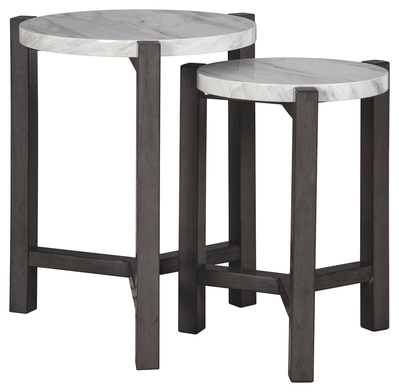 Crossport A4000232 GrayWhiteBrown Accent Table Set 2CN