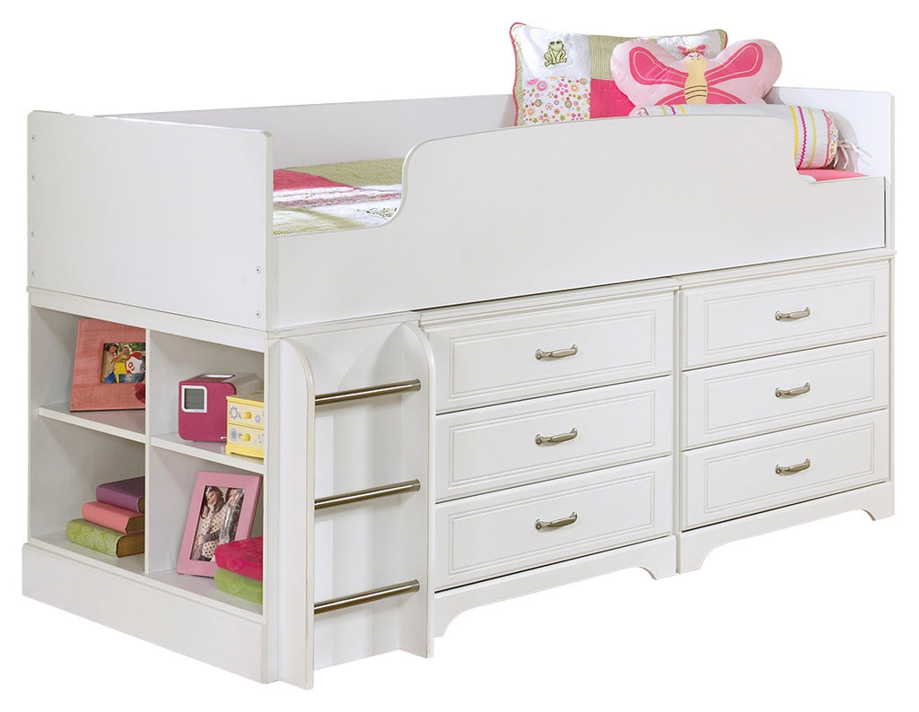 Lulu B102B18 White Twin Loft Bed with 6 Drawer Storage