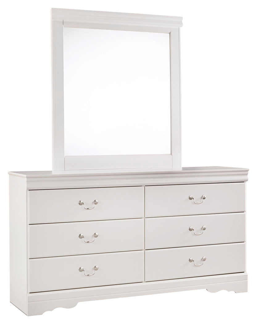 Anarasia B129B3 White Dresser and Mirror