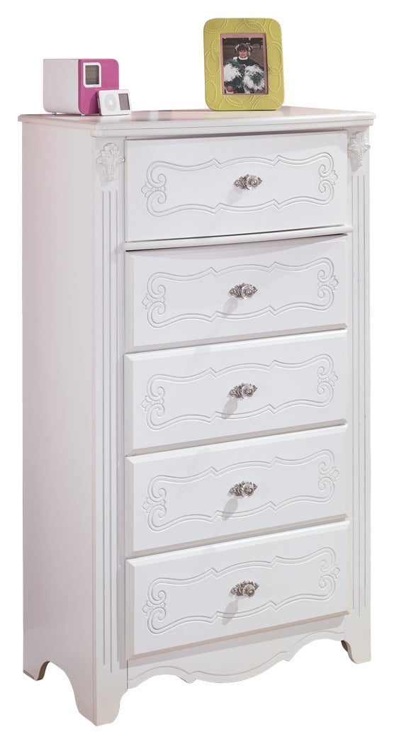 Exquisite B188-46 White Five Drawer Chest