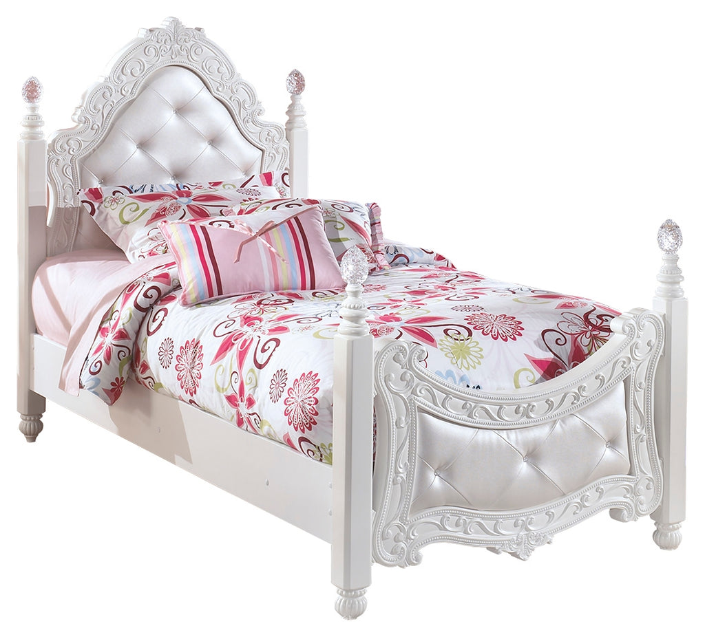 Exquisite B188YB55 White Twin Poster Bed