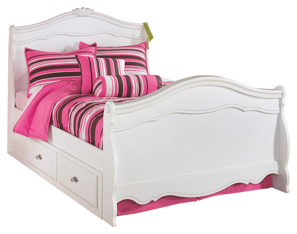 Exquisite B188YB10 White Full Sleigh Bed with 2 Storage Drawers
