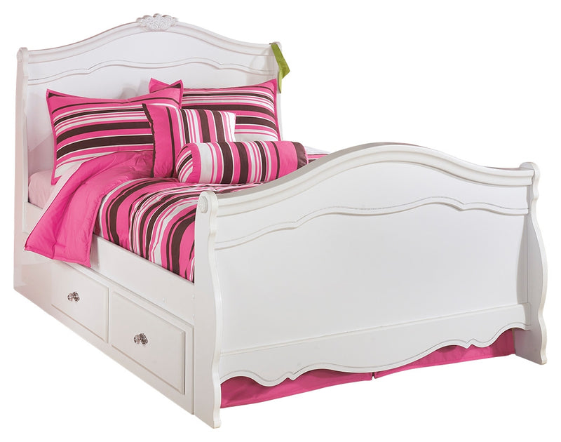 Exquisite B188B15 White Full Sleigh Bed with 4 Storage Drawers