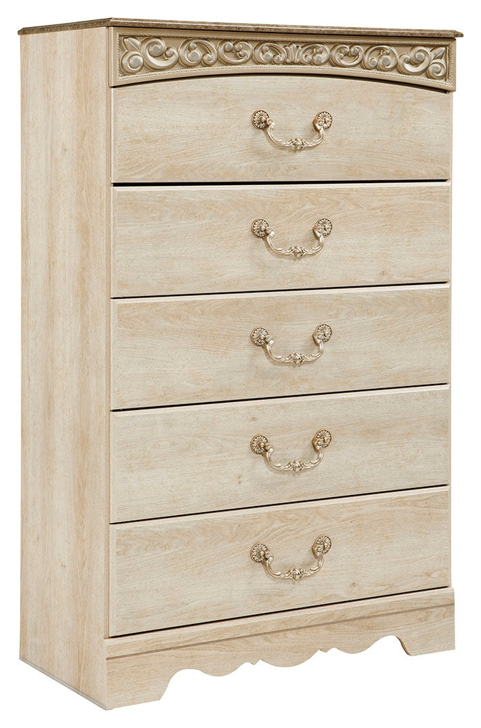 Catalina B196-46 Antique White Five Drawer Chest