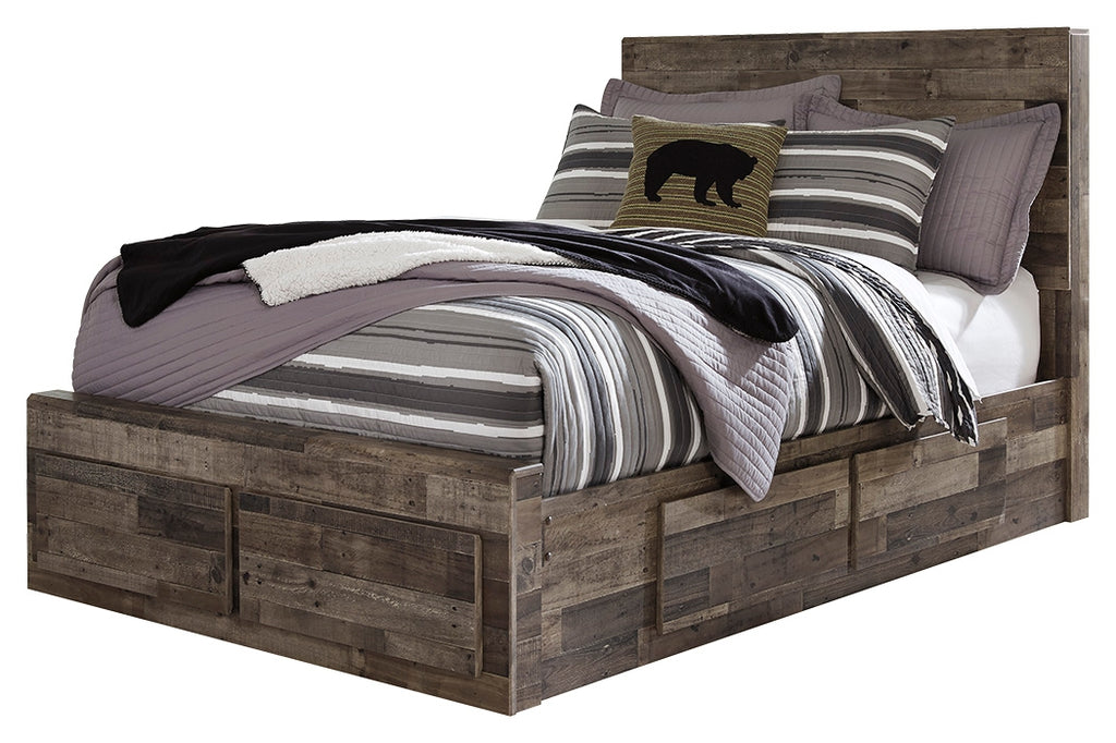 Derekson B200B10 Multi Gray Full Panel Bed with 6 Storage Drawers