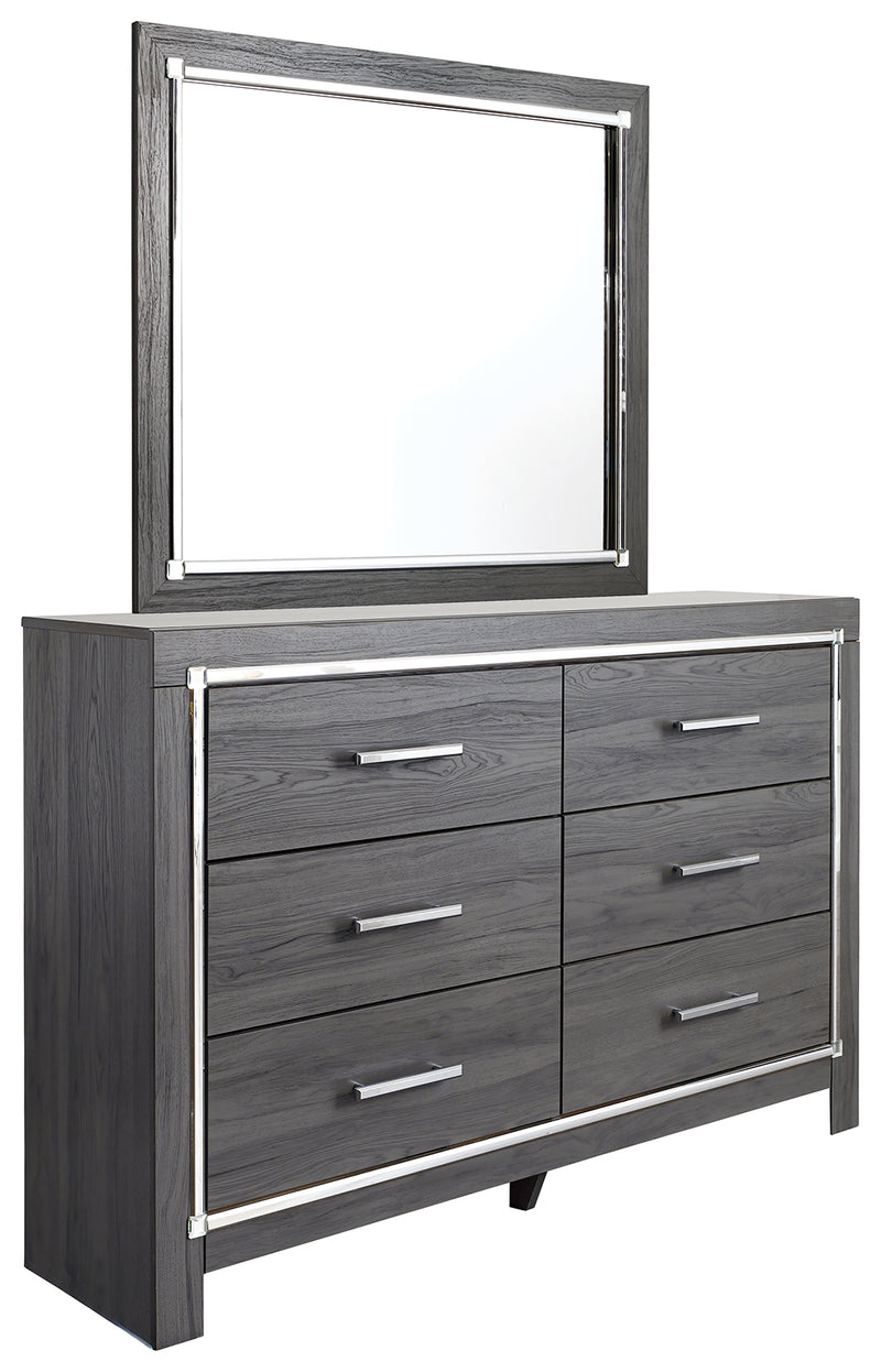 Lodanna B214B1 Gray Dresser and Mirror
