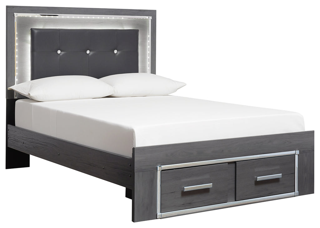 Lodanna B214B5 Gray Full Panel Bed with 2 Storage Drawers