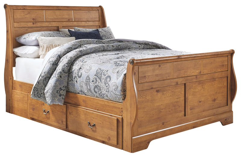 Bittersweet B219B58 Light Brown Queen Sleigh Bed with 2 Storage Drawers