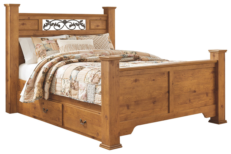 Bittersweet B219B47 Light Brown Queen Poster Bed with 2 Storage Drawers