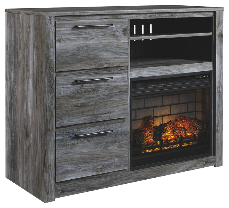 Baystorm B221B28 Gray Media Chest with Electric Fireplace