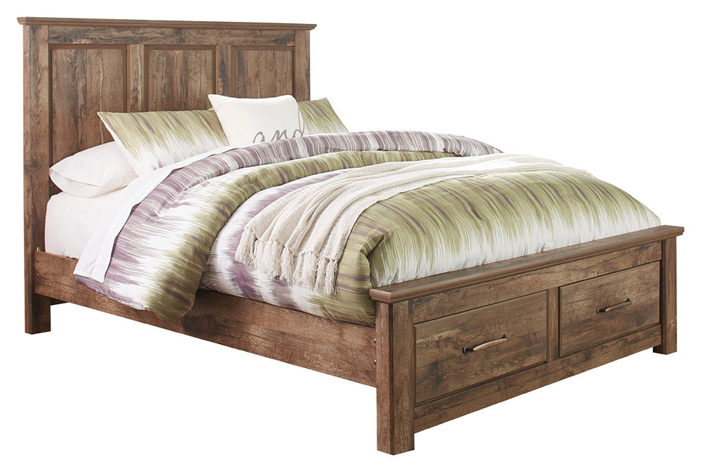 Blaneville B224B4 Brown Queen Panel Bed with 2 Storage Drawers