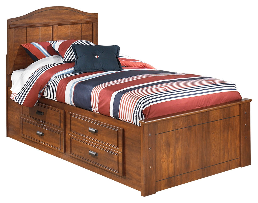 Barchan B228B12 Medium Brown Twin Panel Bed with 2 Storage Drawers