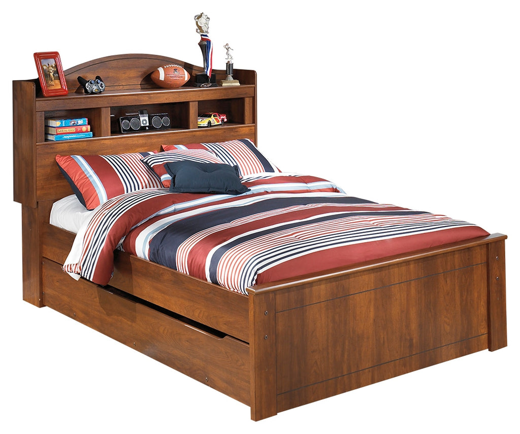 Barchan B228B16 Medium Brown Full Bookcase Bed with Trundle