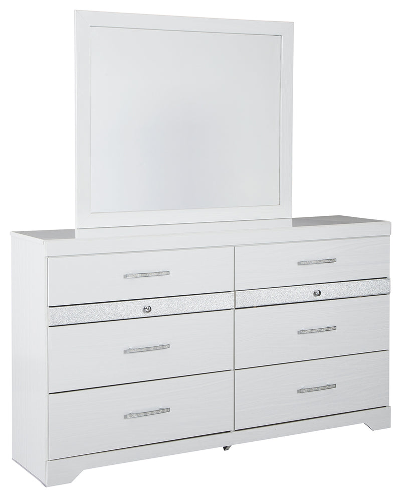 Jallory B302B1 White Dresser and Mirror
