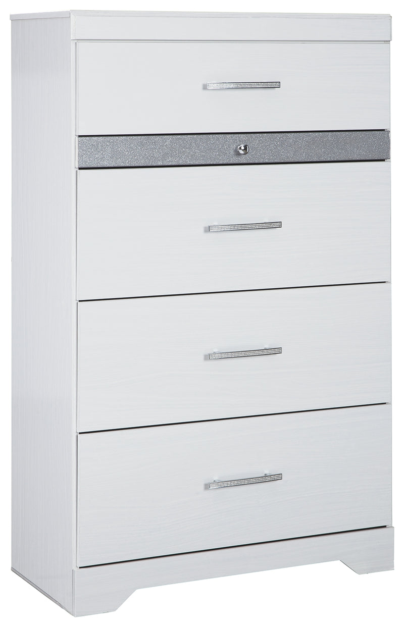 Jallory B302-46 White Five Drawer Chest