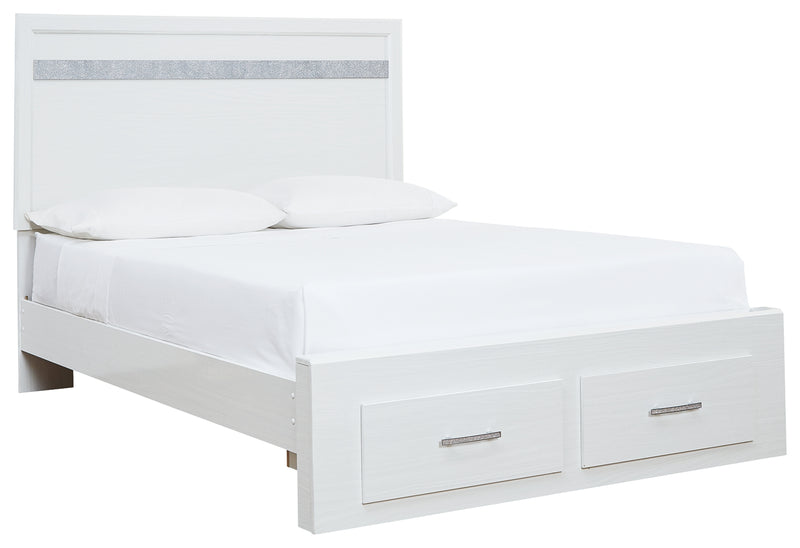 Jallory B302B3 White Queen Panel Bed with 2 Storage Drawers