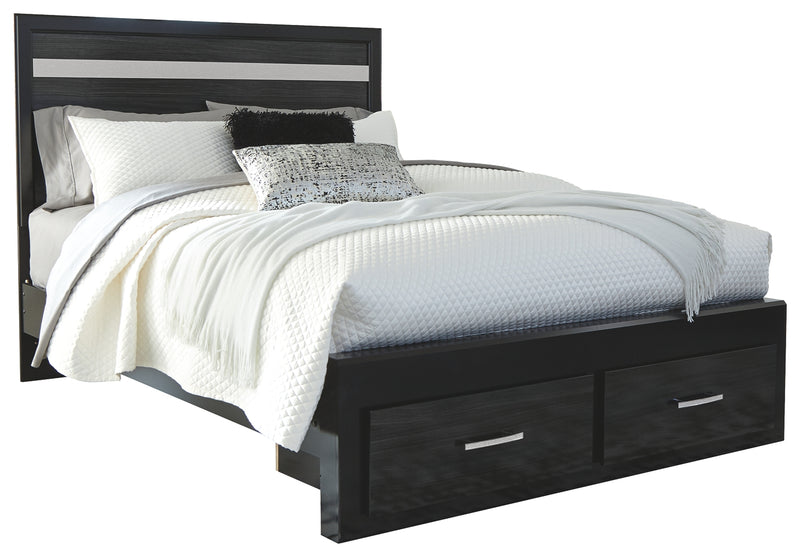 Starberry B304B4 Black Queen Panel Bed with 2 Storage Drawers