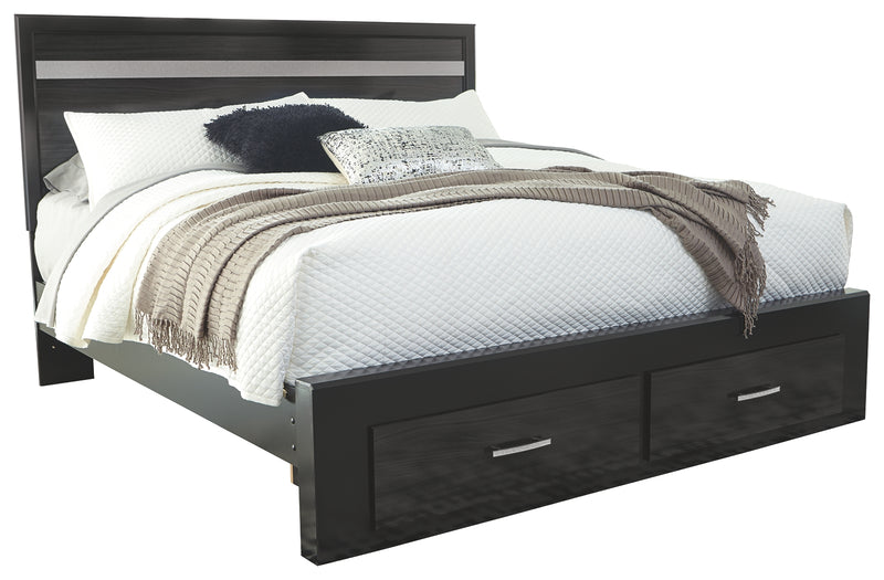 Starberry B304B9 Black King Panel Bed with 2 Storage Drawers