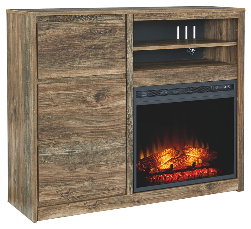 Rusthaven B322-48 Brown Media Chest wFireplace Option