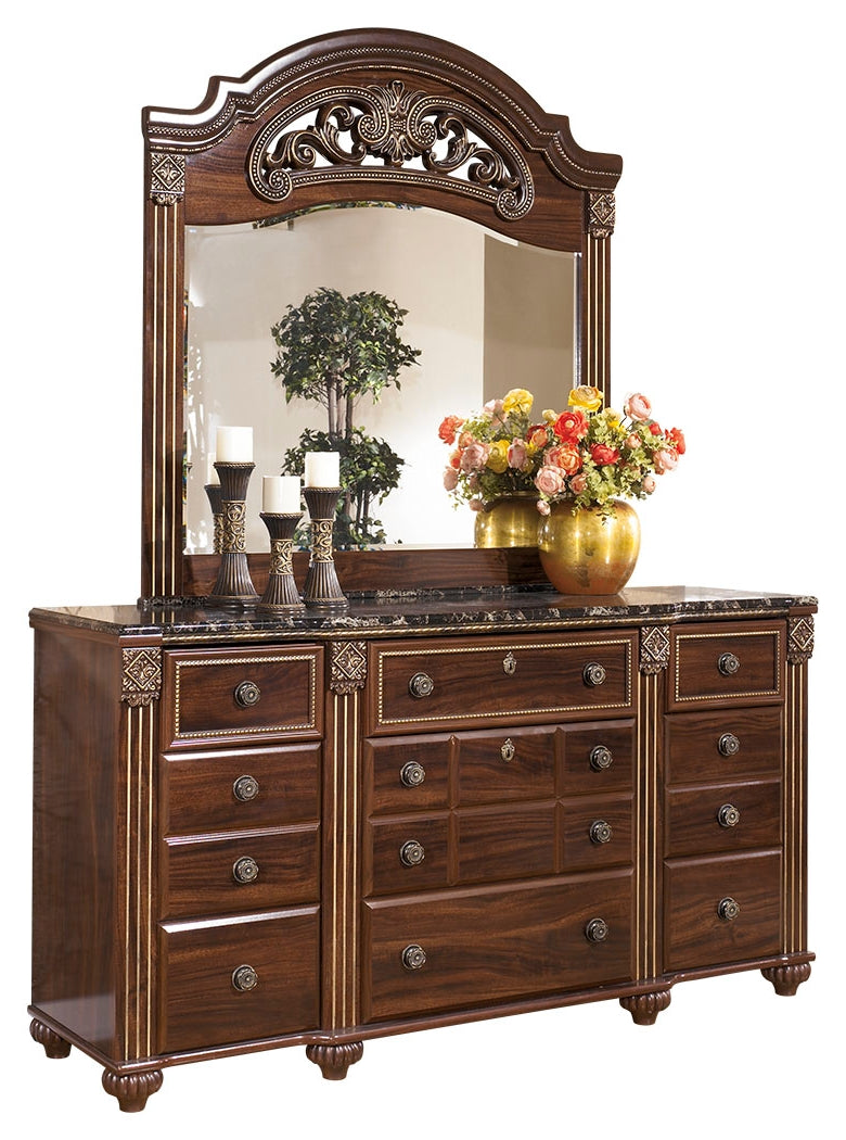 Gabriela B347B1 Dark Reddish Brown Dresser and Mirror